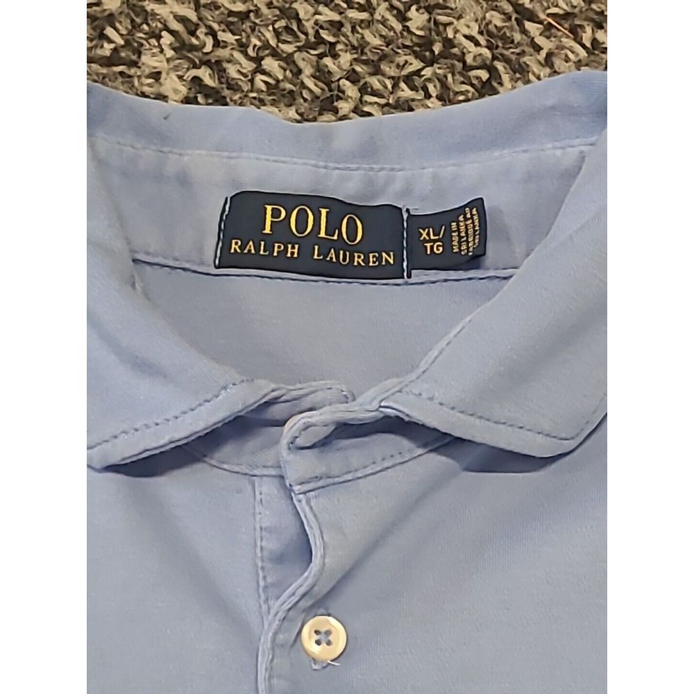 Ralph Lauren Polo Shirt Mens XL Blue Solid Soft Cotton Short Sleeve - Picture 3 of 7
